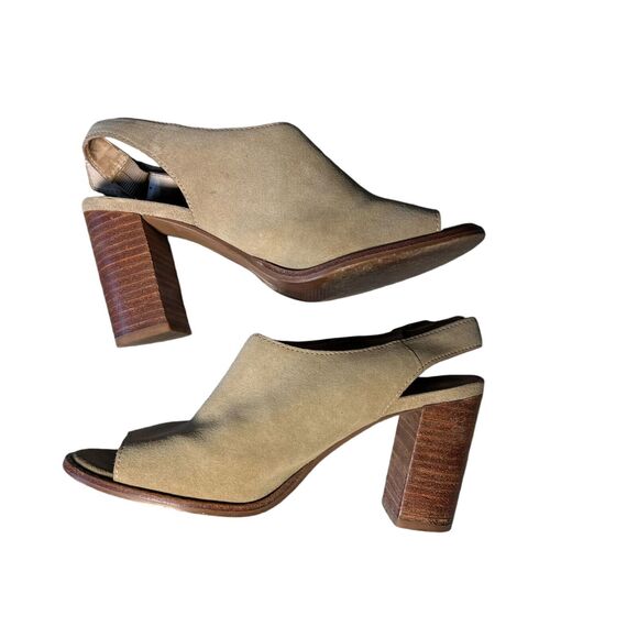 Madewell Cary Sandal Faded Birch Women Sz 7 Suede Block Heels Slingback Open Toe - Picture 4 of 10